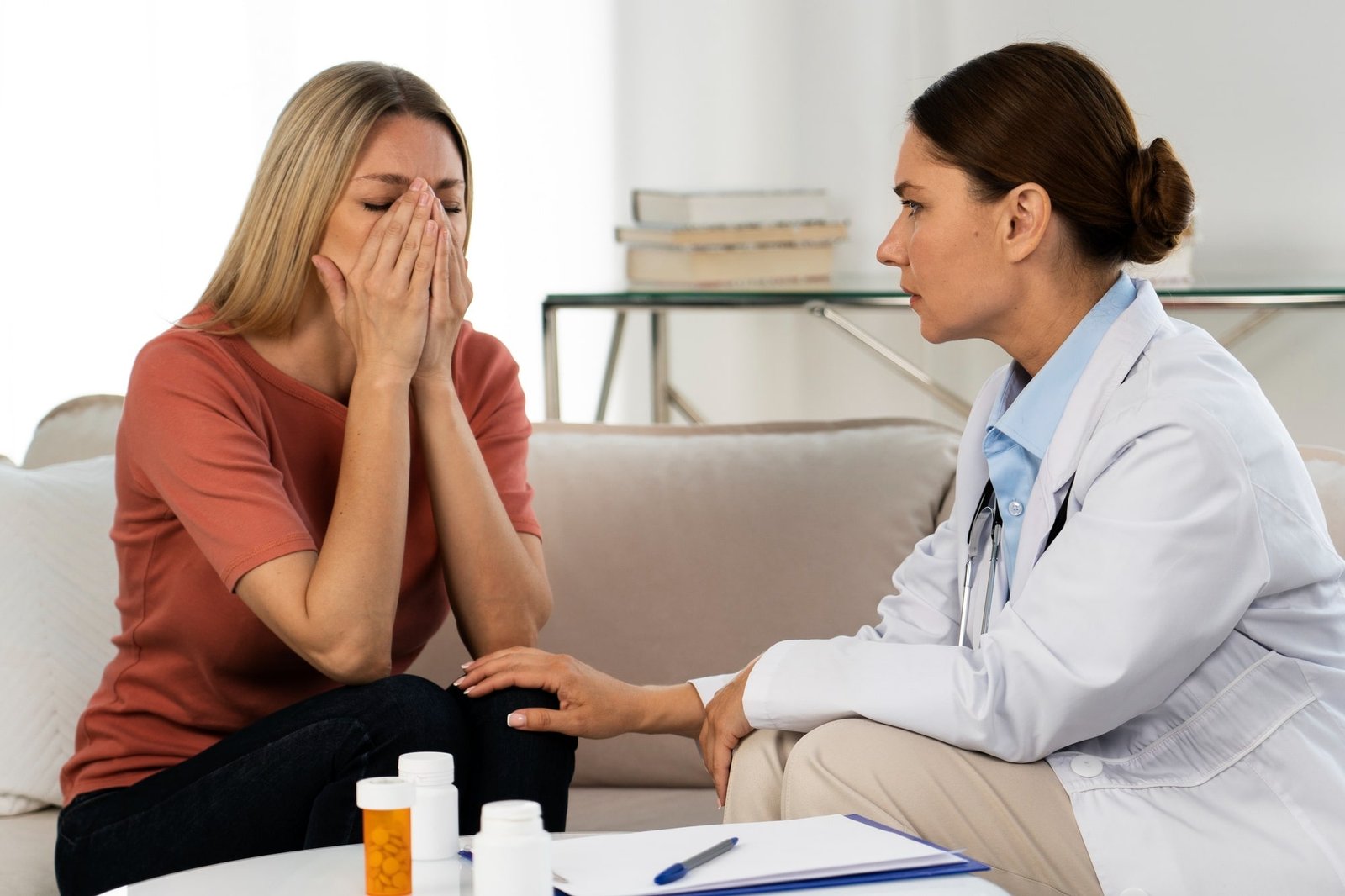 Clinician supporting a patient